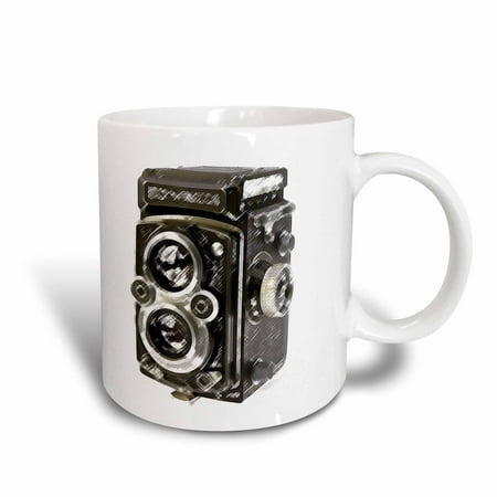 3dRose Picture of a Vintage Twin Lens reflex TLR camera, Ceramic Mug, 15-ounce