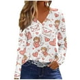 thumbnail image 2 of Gamivast Dressy Tops for Women Valentines Day Sweatshirts for Women Funny Heart Print V Neck Loose Blouse Trendy Long Sleeve Drop Shoulder Casual Pullover Spring Outfits, 2 of 5