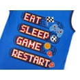 thumbnail image 3 of Beezizac Boys Summer Pajama Set, 3-Piece Gamer PJs‌ - Short Sleeves, Tank Top & Shorts Soft Blue Sleepwear Size 12, 3 of 7