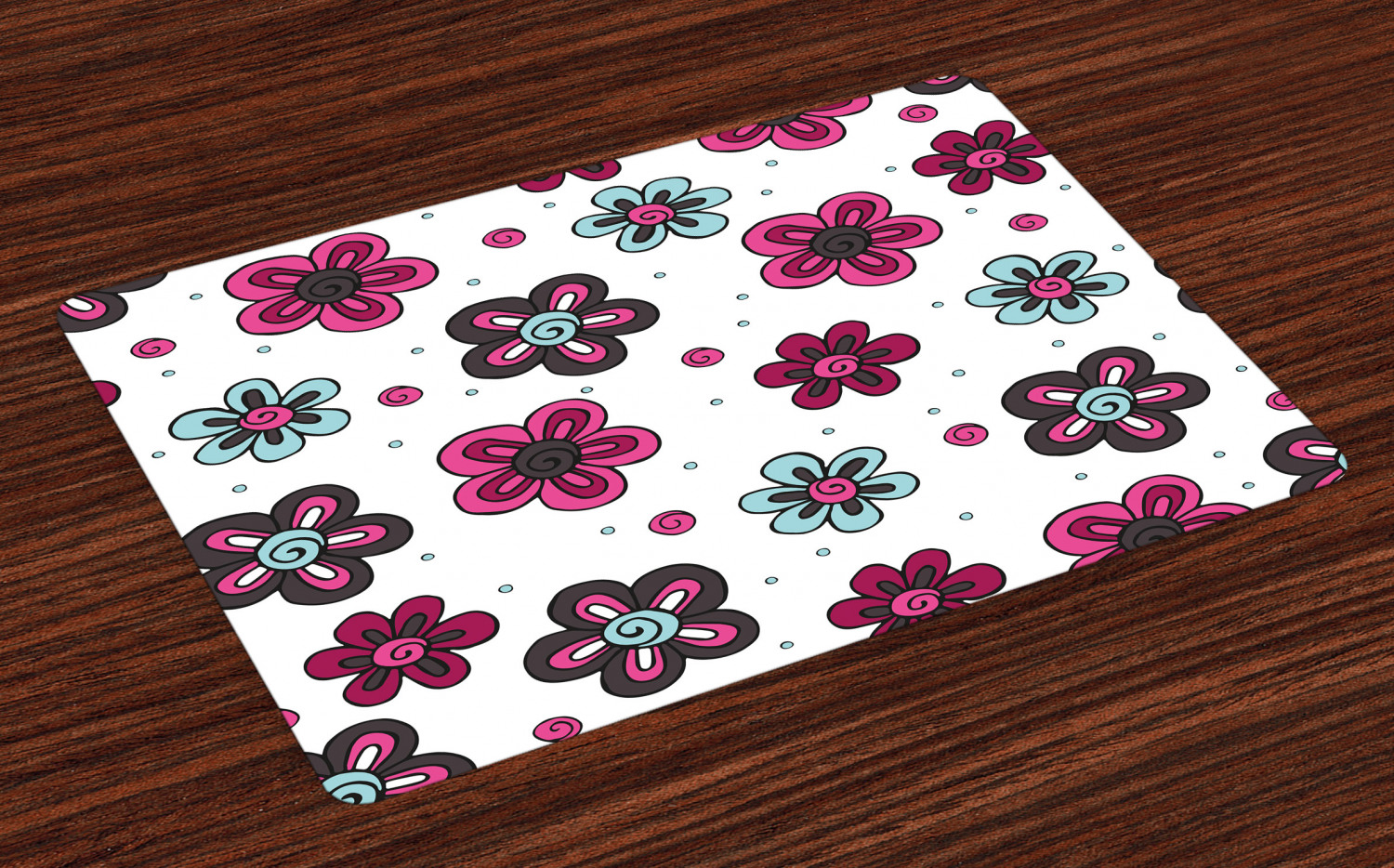 Floral Placemats Set of 4 Cute Florets Buds Kids Girls Stylish Pattern
