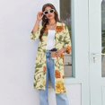 thumbnail image 6 of Lightweight Robes for Women Zipper 3/4 Sleeve Summer Housecoats for Women Zipper Front Knee Length Vintage Floral Print Plus Size Pajama Sleepwear with Pockets Yellow L, 6 of 7