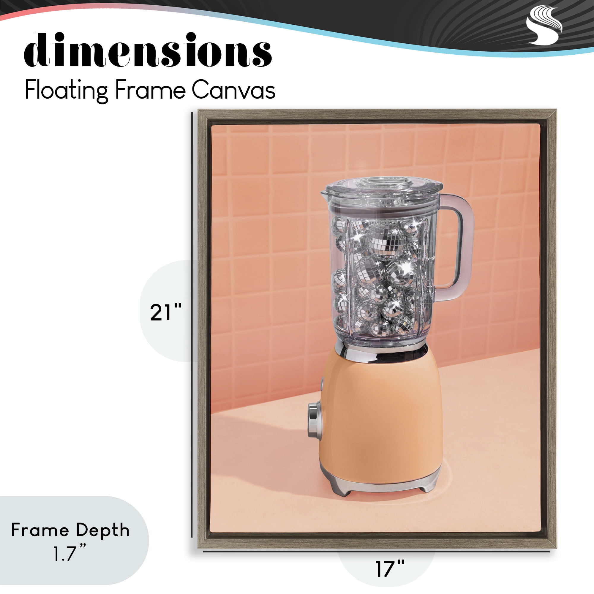 Stupell Industries Disco Drink Blender over Orange Brown Framed Floater Canvas Wall Art, design by LISH Creative