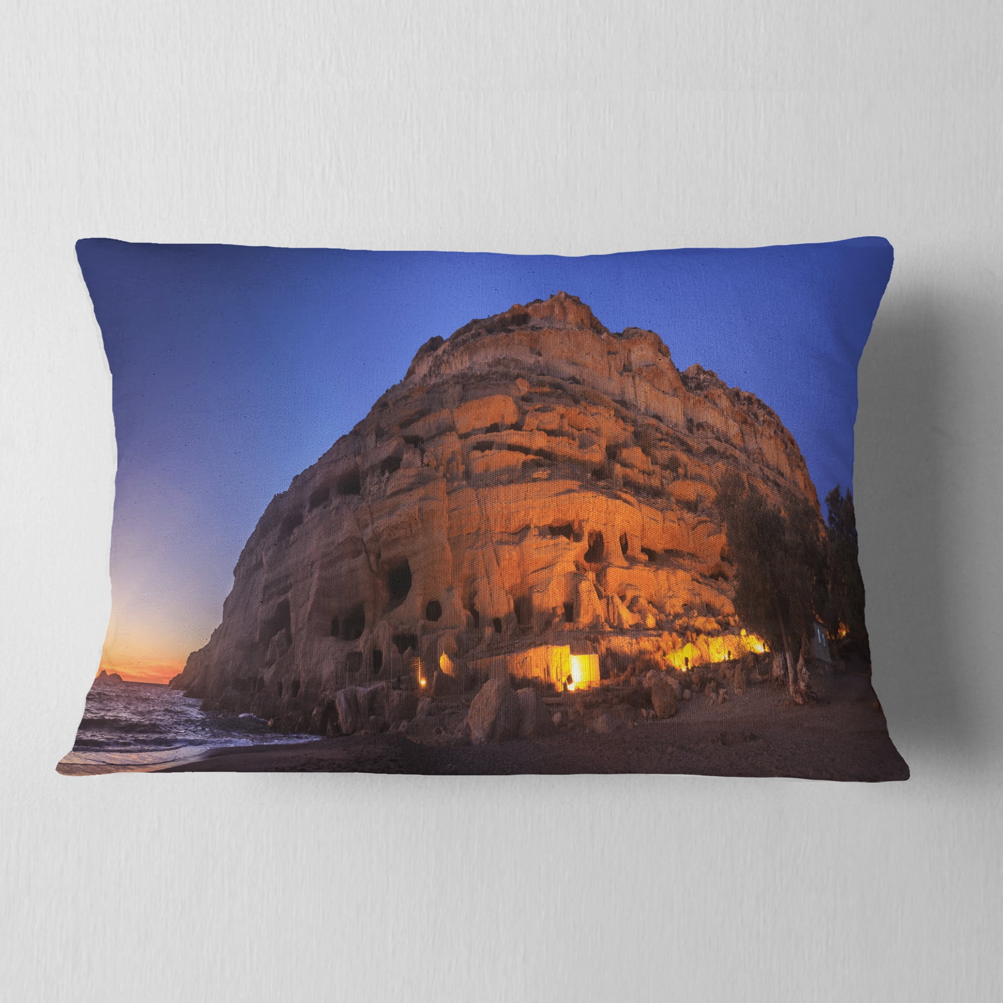 Designart 12" x 20" Blue Polyester Throw Pillow