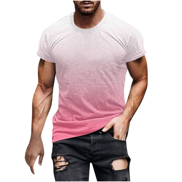 Camisetas de Manga Larga para Hombres Imprimir Camiseta de Cuello Redondo, Top de Manga Corta Casual para la Primavera Y el Verano
