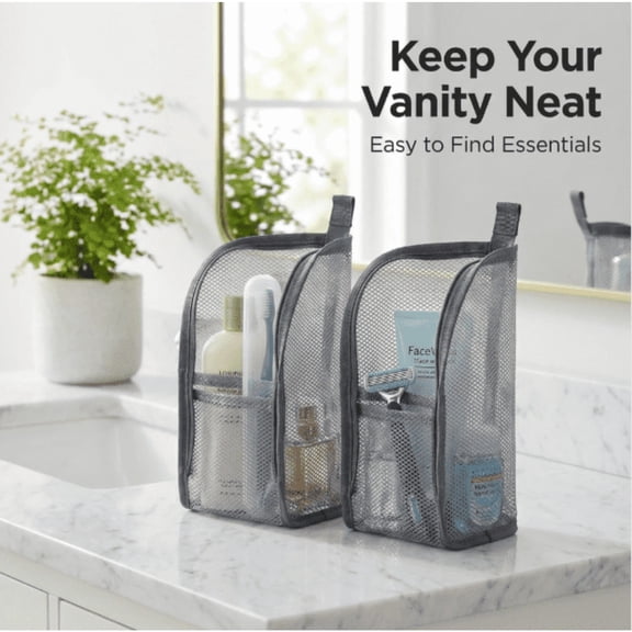 4 Pack Portable Standing Travel Toiletry Bag, EVA Mesh Waterproof Cosmetic Pouch Travel Essentials