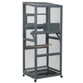 thumbnail image 4 of Demi Bonn 68" Outdoor Large Bird Cage with Universal Wheels, Wood Bird Aviaries Flight Cage Indoor Bird Habitats for Habitat for Parakeets, Lovebirds, Canaries, Gray, 4 of 7