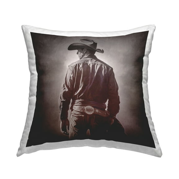 Stupell Industries Dark Cowboy Silhouette Decorative Printed Throw Pillow, 18 x 18