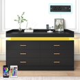 thumbnail image 6 of ANPOO 6 Drawer Dresser with Charging Station and LED Lights, Modern Wood Dresser with Wide Drawers and Metal Handles for Bedroom, Living Room, 6 of 8