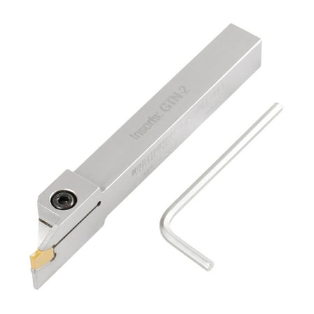 

Accusize Industrial Tools 1/2 Shank Heavy Duty Indexable Grooving/Cut-Off Holder Nickel Plated with a Gtn-2 Tin Coated Carbide Insert 2415-5024