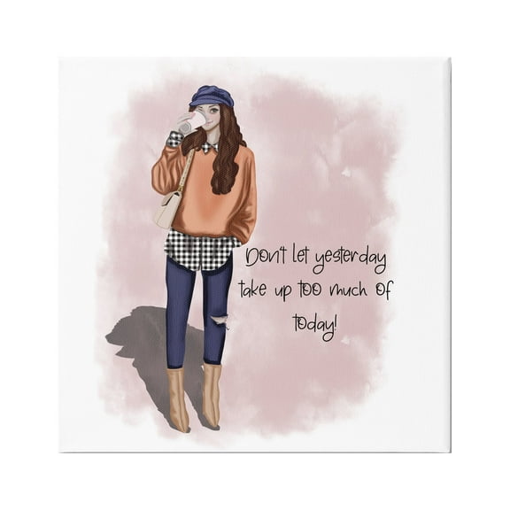 Stupell Industries Inspirational Phrase Girl Inspirational Painting Gallery Wrapped Canvas Art Print Wall Art, 17 x 17
