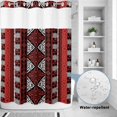 thumbnail image 2 of No Hook Shower Curtain, Red Black Boho Shower Curtains for Bathroom with See Through Top Window, Geometric Vintage Abstract Art Waterproof & Washable Bath Curtain 60"x72", 2 of 9