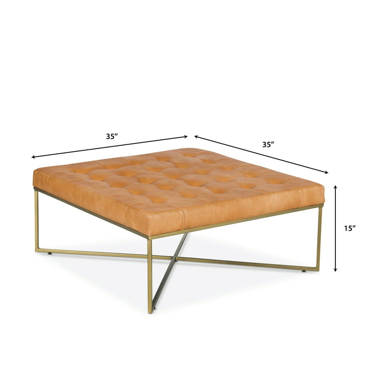 Edgemod Traversa Square Leather Ottoman Brown Gold Walmart