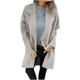 thumbnail image 2 of GaThRRgYP On Trend Wool Trench Coat Women Winter New,Women's Solid Color Woolen Coat Mid To Long Length Lapel Pocket Jacket Coat Long Sleeved Top Beige XL, 2 of 6