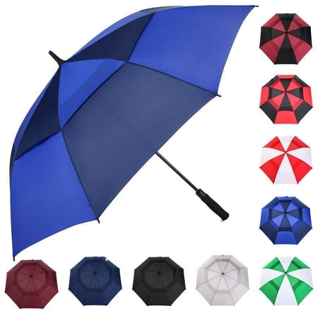 Mrtlloa Parapluie de Golf à Ouverture Automatique Extra-Grand, Double Auvent, Ventilé, Coupe-Vent et Imperméable, Parapluie de Pluie Type Bâton pour Hommes et Femmes (Bleu Royal Marine/68 Po)
