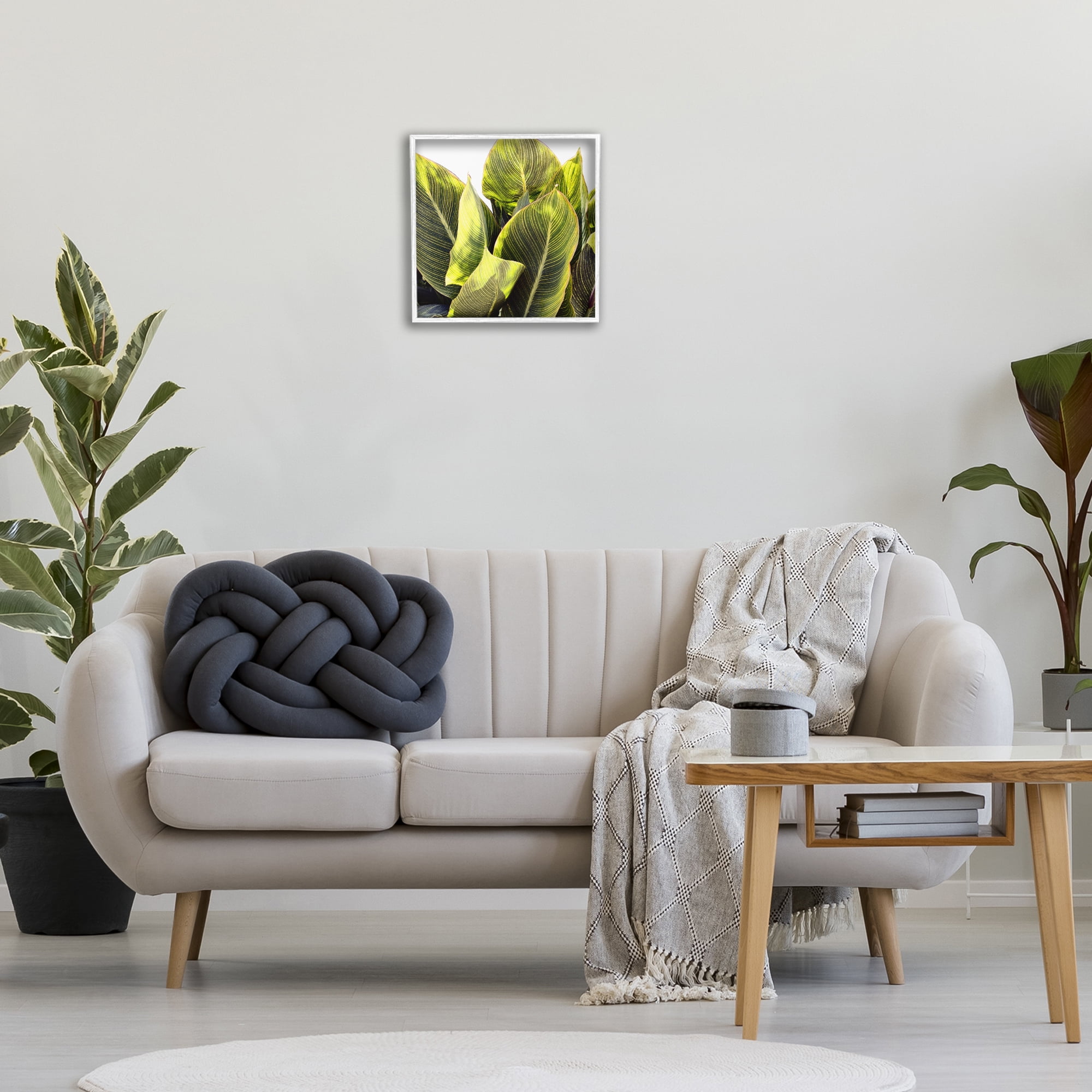 Stupell Industries Bright Tropical Leaves Botanical & Floral Painting White Framed Art Print Wall Art, 17 x 17