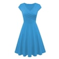 thumbnail image 2 of LYXSSBYX Womens Dresses Short Sleeve Women's Summer Casual Color Casual Short Sleeve V-Neck Loose Dress, 2 of 3
