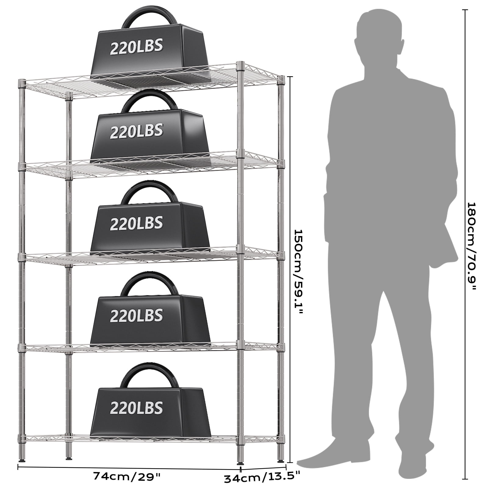 Ktaxon 5-Tier Wire Shelving Unit, Steel Storage Rack for Garage