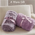 thumbnail image 6 of JERFIT Plush Faux Fur & Mink Reversible Ruched Throw Blanket, Soft & Cozy Decorative Accent for Couch Bed, Machine Washable, Purple, 6 of 6