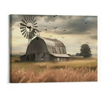 Shiartex Farmhouse Wall Art - Old Barn and windmill Canvas Art Print | Vintage Rustic Art Pictures for Living Room Wall Decoration | Country Wall Decor 20x16 Inches Framed Artwork