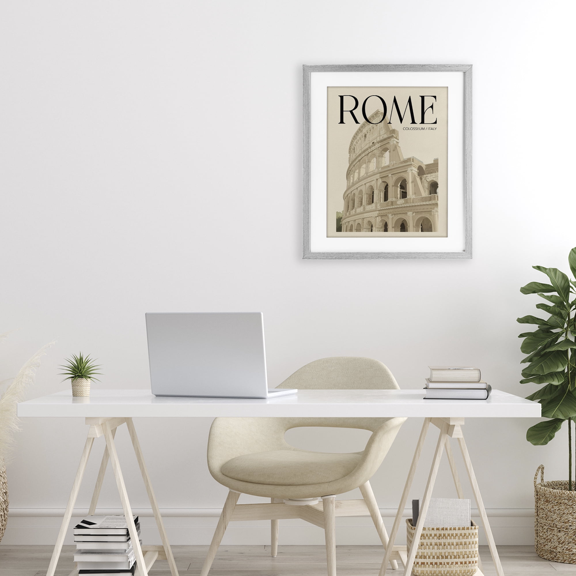 Stupell Industries Vintage Rome Colosseum Gray Framed Print Under Glass, design by Andreas Magnusson