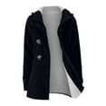 thumbnail image 2 of wycnly Winter Womens Fleece Jacket Womens Plush Lined Coat Fashion Horn Button Solid Hooded Sweater Outerwear Long Sleeve Warm Padded Thickened Coat with Pocket 2023 Fleece Jacket, 2 of 6