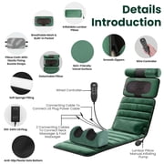 Full Body Electric Massage Mat with Detachable Neck & Foot Kneading Units, Inflatable Lumbar Pillow Heating Function 10 Vibration Points Multi Modes Timer Anti-Slip Base Foldable with Storage Bag