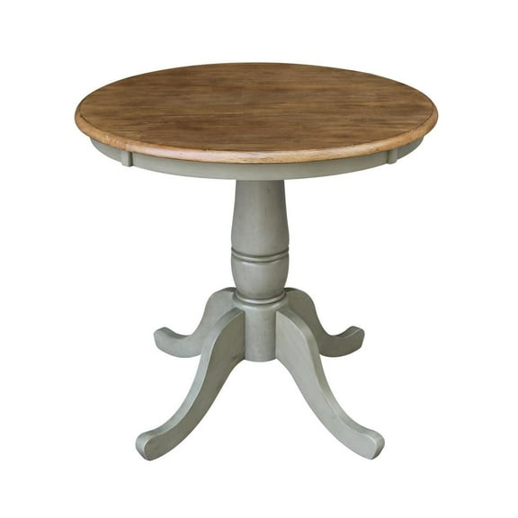 30" Round Top Pedestal Table - Dining Height - Distressed Hickory/Stone