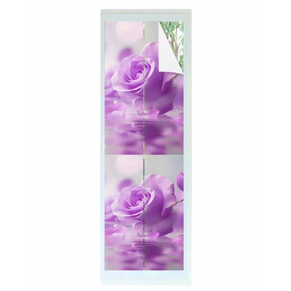 Window Privacy Film Purple Rose Fantasy Stained Glass Window Film Decorative Sun Block Window Cover Elegance Floral Romantic Reflection Window Clings Static Adhesive Sticker for Bathroom 29.5"x118"