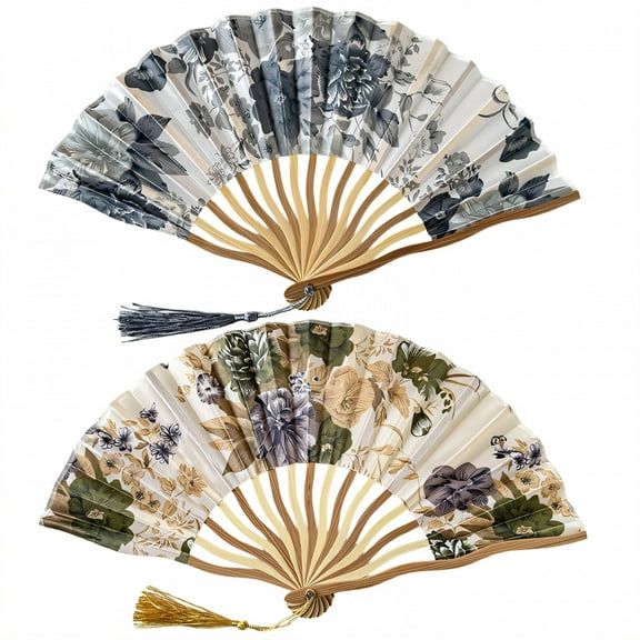 ACDANC 2Pcs Large Folding Fans for Dancing Sleek Fan Fold Boots on the Ground Fan Style1