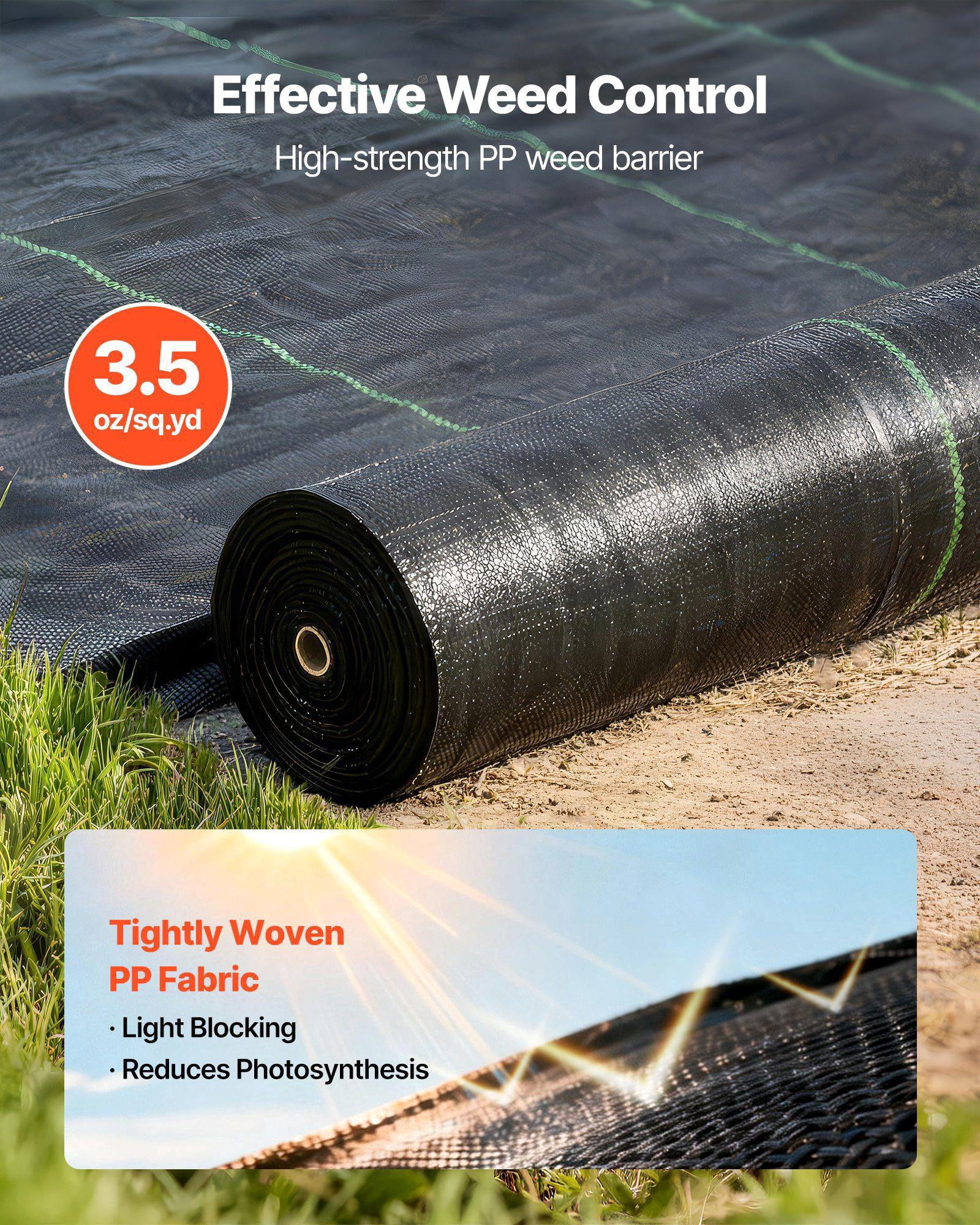 Heavy Duty Weed Barrier Fabric 13x115FT 3.5oz Woven Landscape Fabric for Garden Weed Control Black Geotextile Ground Cover Mat