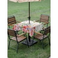 thumbnail image 4 of Outdoor Tablecloths with Umbrella Hole & Zipper, Pink Flowers 60x60 Inch Square Tablecloths, Spring Floral Elegant Pastoral Wooden Waterproof Table Cloth, Patio/Pool/Picnic Table Covers, 4 of 8