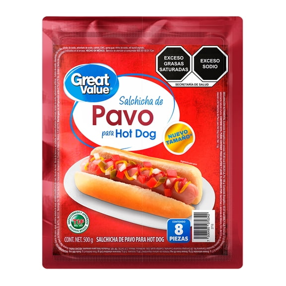 Salchicha de pavo Great Value hot dog 500 g