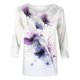 thumbnail image 5 of Tops de Manga de Cuarto para las Mujeres de Moda Impreso Estilo Étnico Casual Cuello Redondo, Imitación de Algodón, 5 of 5
