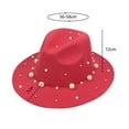 thumbnail image 5 of IDALL Bucket Hats Fedora Hats for Women Ladies Fashion Fedora Hat Panama Hat With Handmade Pearls Beach Hat Red One Size, 5 of 8