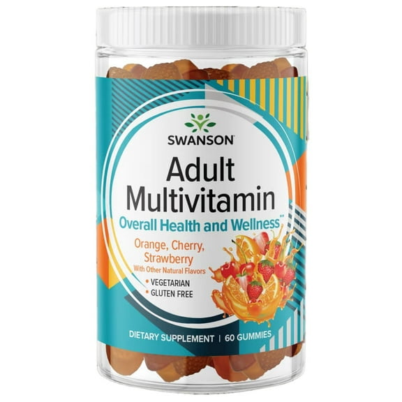 Swanson Adult Multivitamin Gummies - Orange, Cherry, Strawberry 60 Gummies