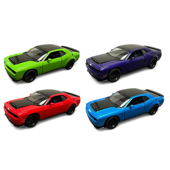 Rhode Island Novelty - Pull Back Die-Cast Metal Vehicles - SET OF 4 DODGE CHALLENGER SRT (5 inch)