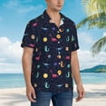 thumbnail image 2 of Lsque Space Dinosaur pattern Hawaiian Shirt for Men, Unisex Summer Beach Casual Short Sleeve Button Down Shirts-Small, 2 of 9