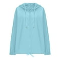 thumbnail image 4 of Dresfit Waterproof Windbreaker Jacket Women Zip Up Lightweight Raincoat with Hood Full Zip Breathable Hiking Sweaters Hooded Packable Sweatshirts for Ladies Light Blue 2XL, 4 of 4