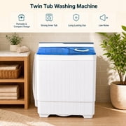 Costway 26lbs Portable Semi-automatic Washing Machine W/Built-in Drain Pump Blue