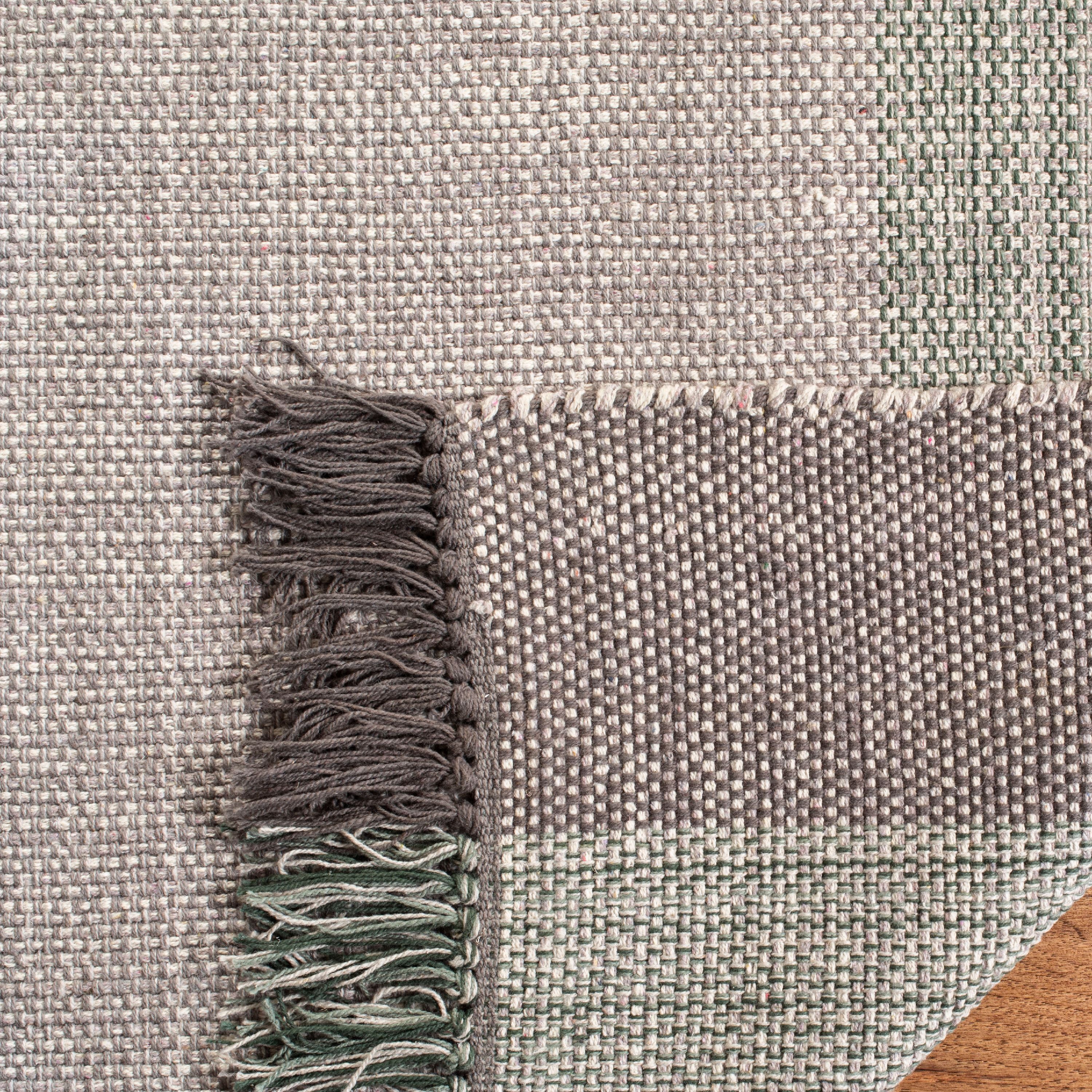 SAFAVIEH Montauk Sharlene Solid Striped Cotton Runner Rug, Green/Grey, 2'3" x 7'