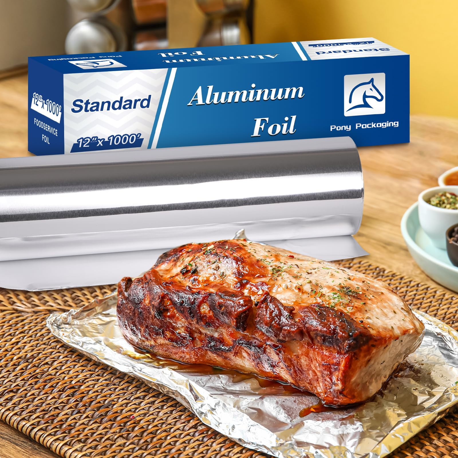 12"x 1000' Heavy Duty Aluminum Foil Roll ,1000 Feet Industrial Size,Strength Tin Foil Wrap for Cooking,1Roll