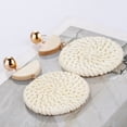 thumbnail image 4 of Ruanlalo Bohemia Hand-woven Braid Round Pendant Drop Earrings Wooden Straw Rattan Jewelry Beige, 4 of 6