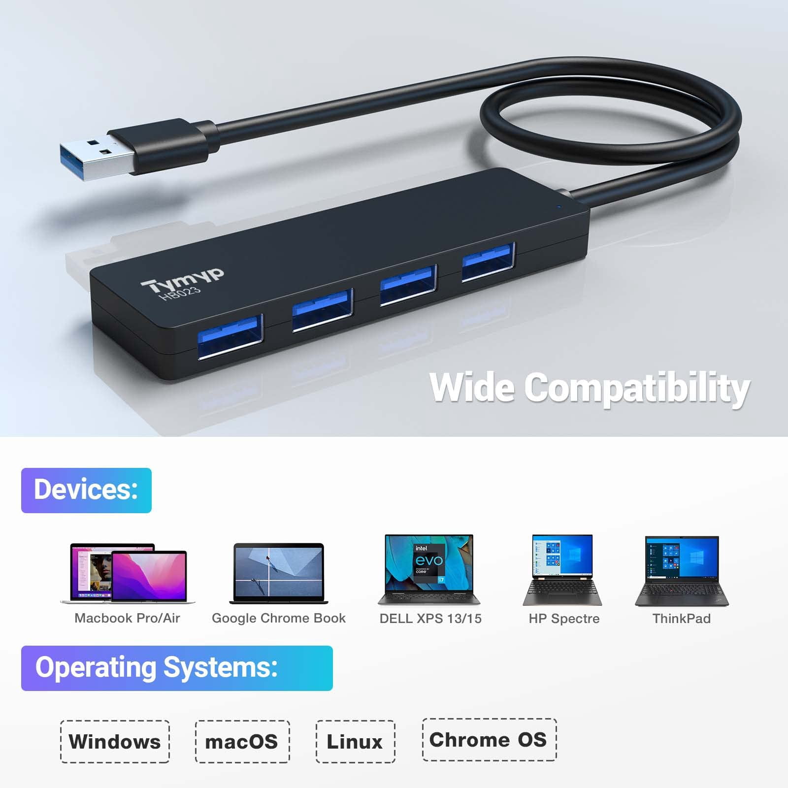 USB 3.0 Hub, 4 Port Extra Light Data Hub Adapter with 5Gbps Transfer Speed for MacBook, iMac, USB Flash Drives, and More - Perfect for Fans of USB Microscopes and Pocket Microscopes