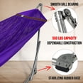 thumbnail image 3 of Tranquillo Hamac Double avec Support Capacité 550lb Acier Inoxydable Hamac Double avec Barre d'Écartement/support Robuste Flexible Portable, Extérieur Intérieur, Violet, 3 of 5