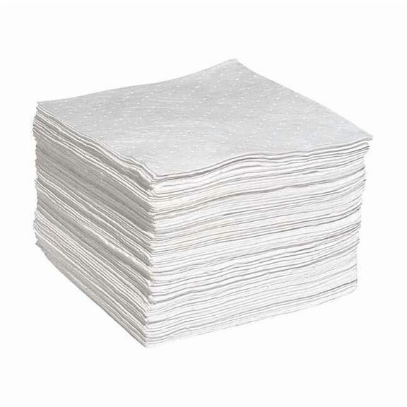 Spilltech Sorbent Pad, 24 gal, 15 in x 19 in, Oil, White, Polypropylene WPB100M