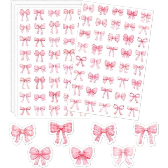 36 Sheets Pink Bow Stickers, 1440 PCS Coquette Bow Decorative Stickers Bulk Cute Small for Scrapbooking Party Favors Supplies Crafts Envelops  for Women Adults Girls