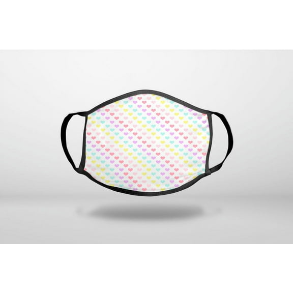 Rainbow Hearts Diagonal Pattern - 3-Ply Reusable Soft Face Mask Covering, Unisex, Cotton Inner Layer