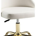 thumbnail image 2 of Benjara Yim 22 Inch Adjustable Swivel Office Chair, White Faux Leather, Gold Metal, 2 of 5