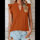 thumbnail image 5 of Blusas de para Mujer, Elegantes, Informales, con Mangas con Volantes, Cuello en V, Plisadas, para Negocios, de Verano Naranja y Rojo S, 5 of 9