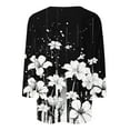 thumbnail image 4 of Floral Print 3/4 Sleeve Tops for Womens Summer Tshirts Casual Crewneck Shirts Fashion Basic Fit Tee, 4 of 5